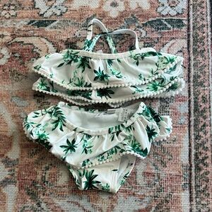 Janie and Jack White Tropical Ruffle Two-Piece Swim Set